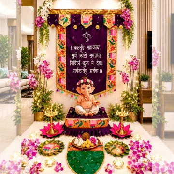 Vakratunda Embroidery Paithani Backdrop & Toran